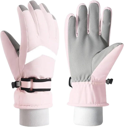 Kids Fleece Lined Warm Ski Gloves Winter Thermal Waterproof anti Slip Gloves for Age 4-12 Children for Snow Snowboarding Sledding Cycling