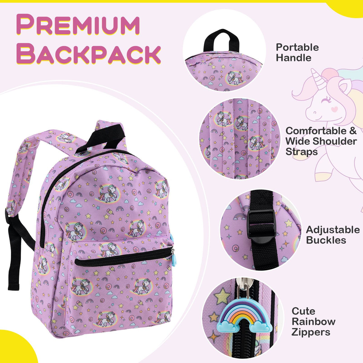 5 Piece Kids Luggage Set Carry-On Children Rolling Suitcase Set with Backpack