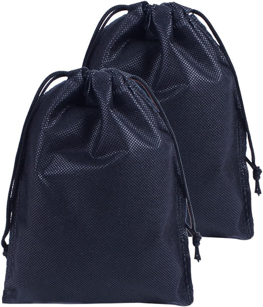 2PCS Drawstring Shoe Bags Travel Storage Bags Dust-Proof Cloth Bag Drawstring Storage Bag,Portable Travel Non-Woven Shoe Packing Organizers Tote Bags for Men Women Daily Home Travel Use(Black)