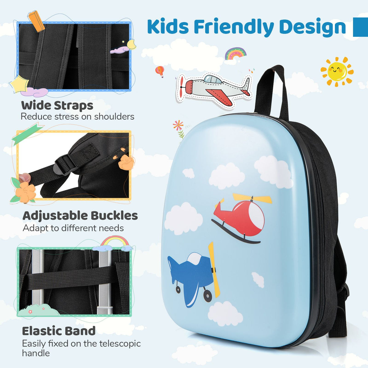 2 Pieces Kid Luggage Set with 4 Spinner Wheels and Telescopic Handle