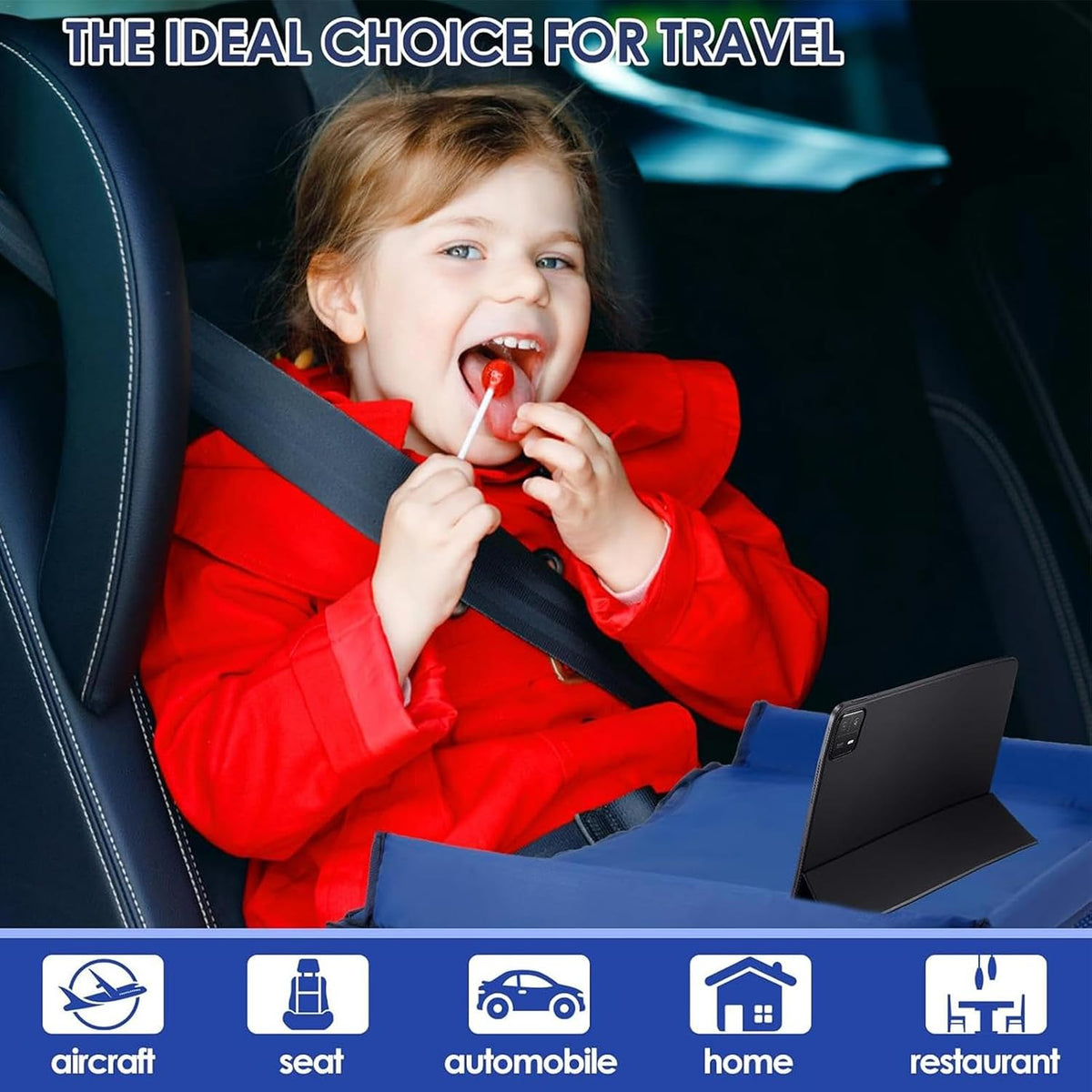 Folding Kids Lap Desk - Car Seat Travel Tray for Road Trip Activities