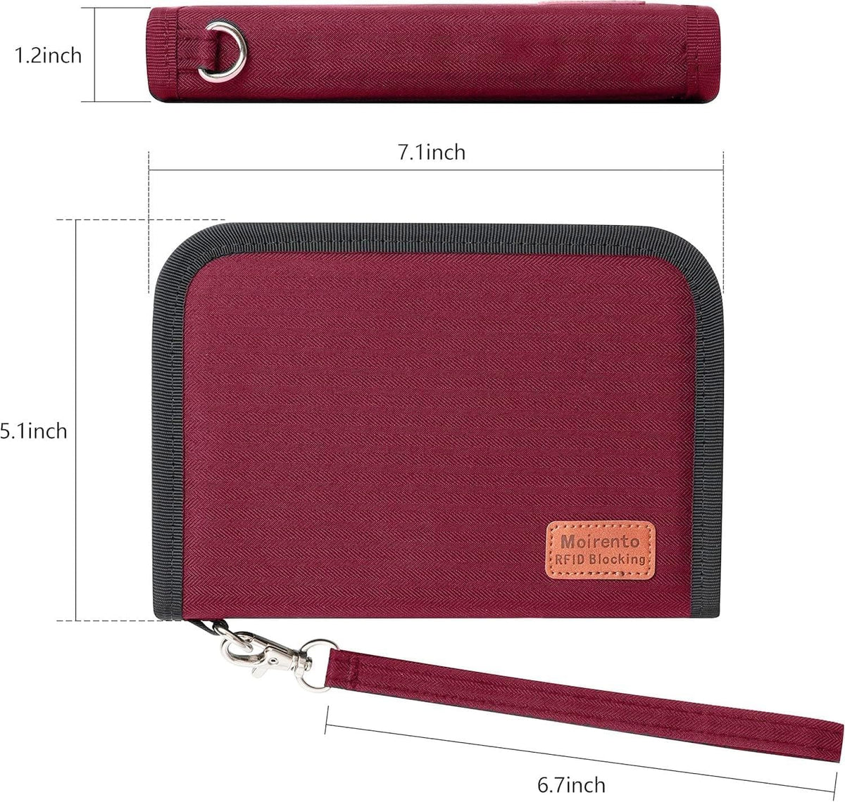 RFID Passport Holder Travel Wallet for 2 - A5 Zip Purse, Red