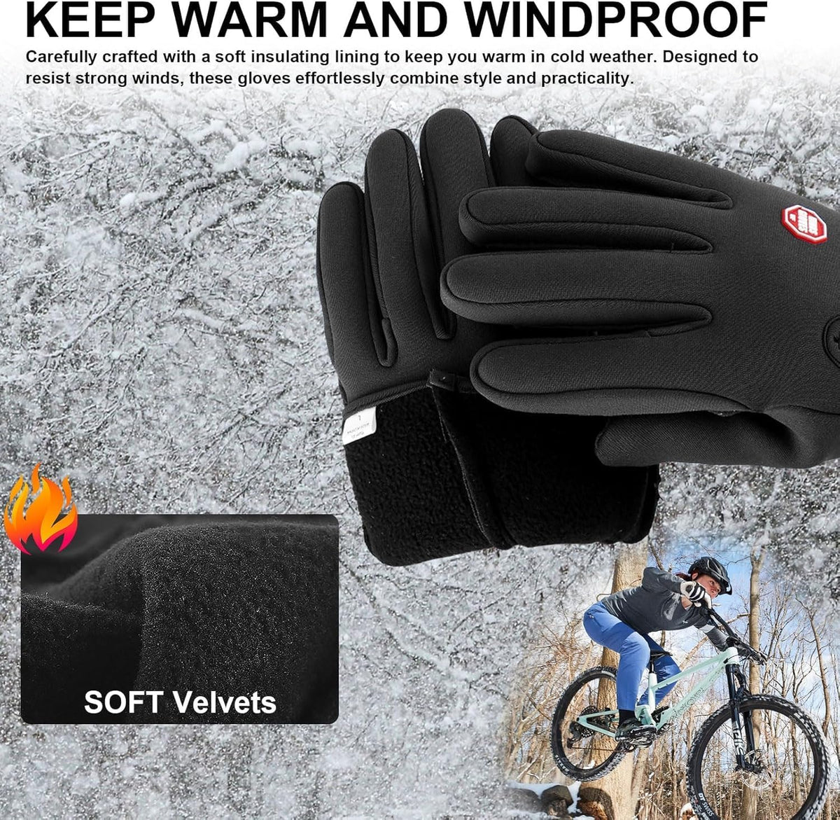 Winter Thermal Gloves for Cycling Bike Riding Driving Golf Netball Touchscreen Windproof Anti-Slip Warm Handwear Men Women Ladies Gloves for Outdoor Sport Daily Work Running Fishing Walking Climbing