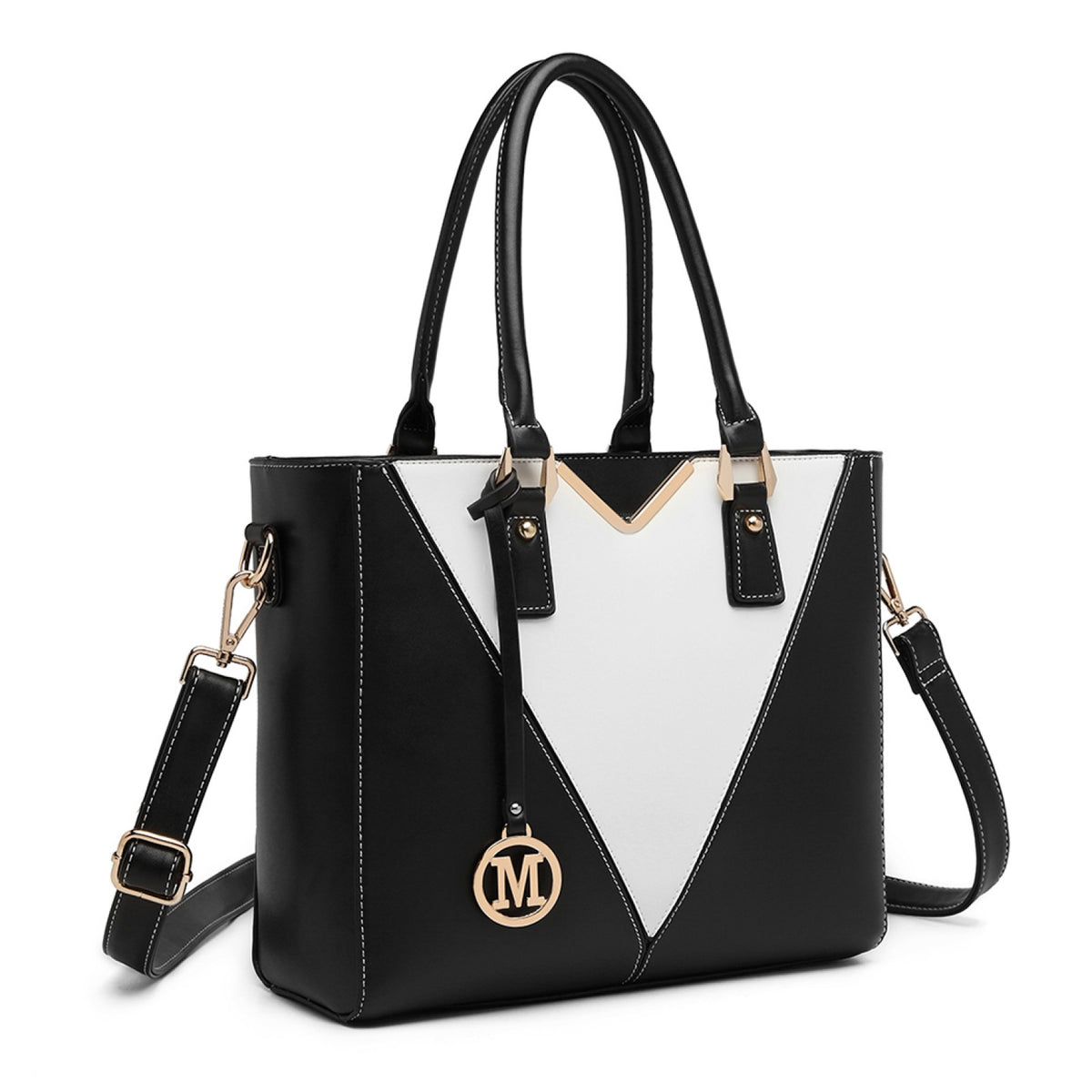 Miss Lulu Leather Look V-Shape Shoulder Handbag
