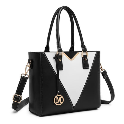Miss Lulu Leather Look V-Shape Shoulder Handbag