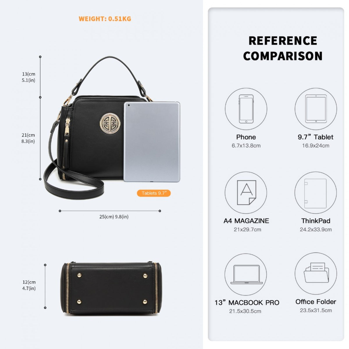 Miss Lulu Leather Look Practical Crossbody Bag