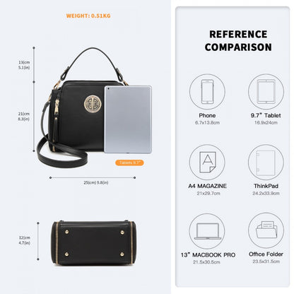 Miss Lulu Leather Look Practical Crossbody Bag