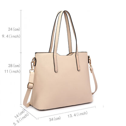 Miss Lulu Three Piece Tote Shoulder Bag And Clutch