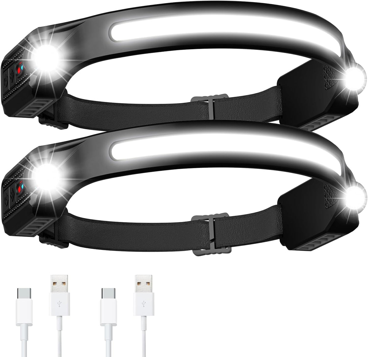 Head Torch Rechargeable,2Pcs Luxelight LED Headtorch 260° Wide Beam