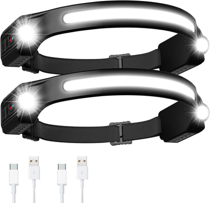 Head Torch Rechargeable,2Pcs Luxelight LED Headtorch 260° Wide Beam