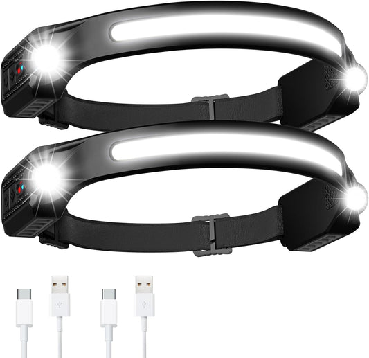 Head Torch Rechargeable,2Pcs Luxelight LED Headtorch 260° Wide Beam