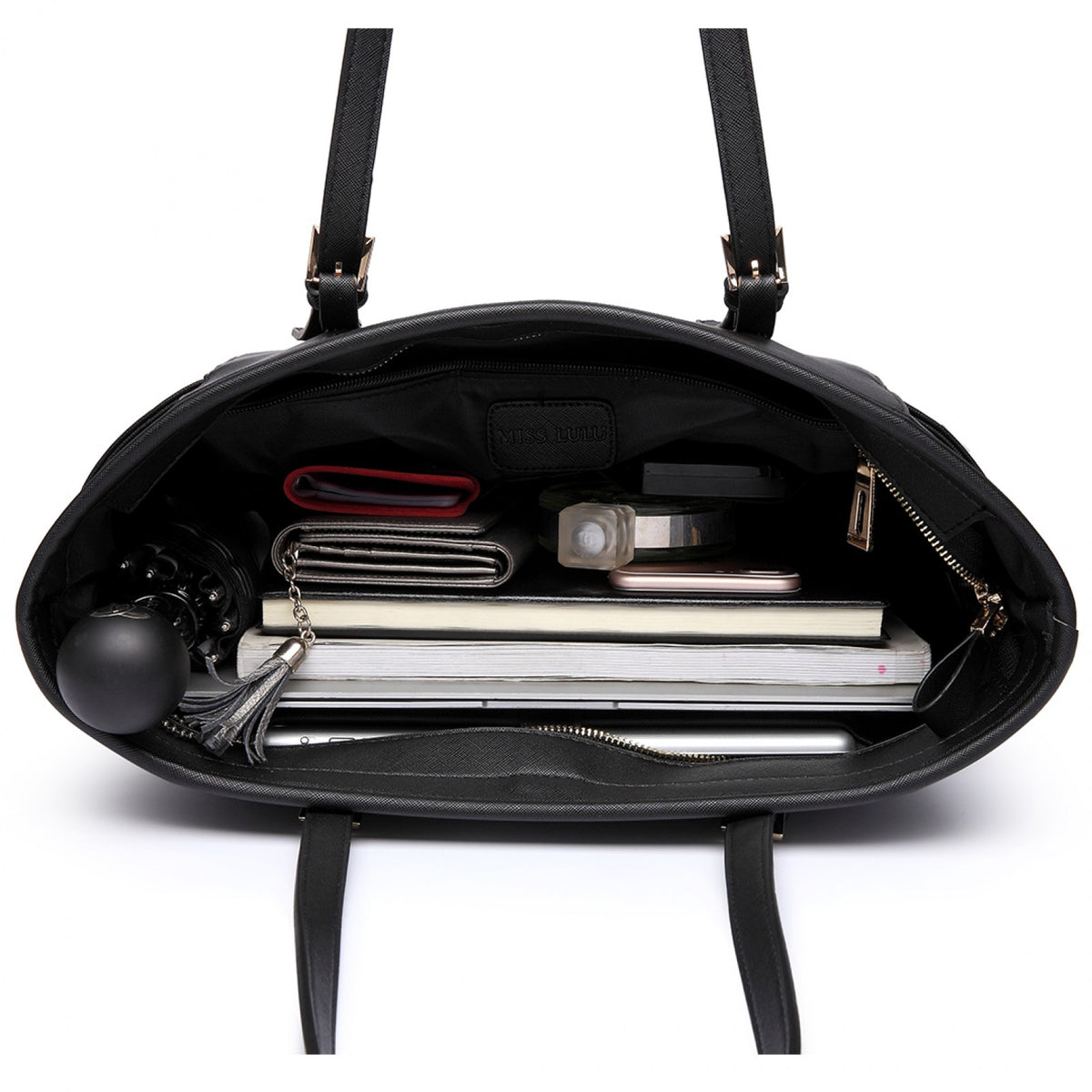 Miss Lulu Faux Leather Adjustable Handle Tote Bag