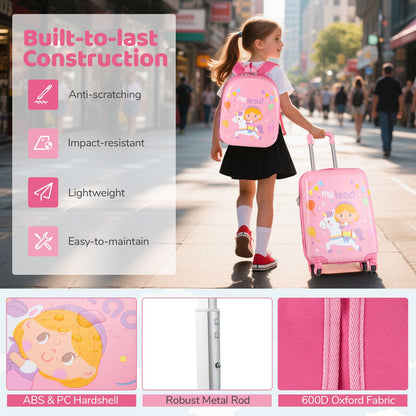 2 Pieces Kid Luggage Set with 4 Spinner Wheels and Telescopic Handle