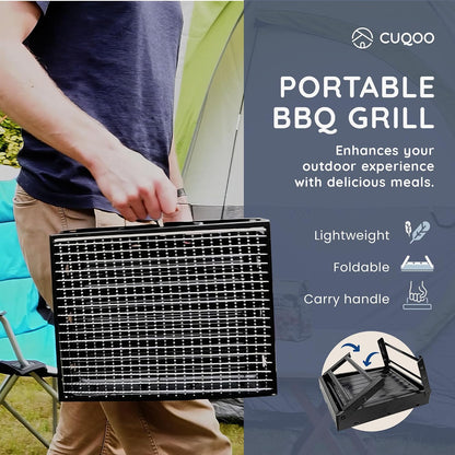 Small BBQ Portable Charcoal Grill | Camping Table Top Foldable BBQ