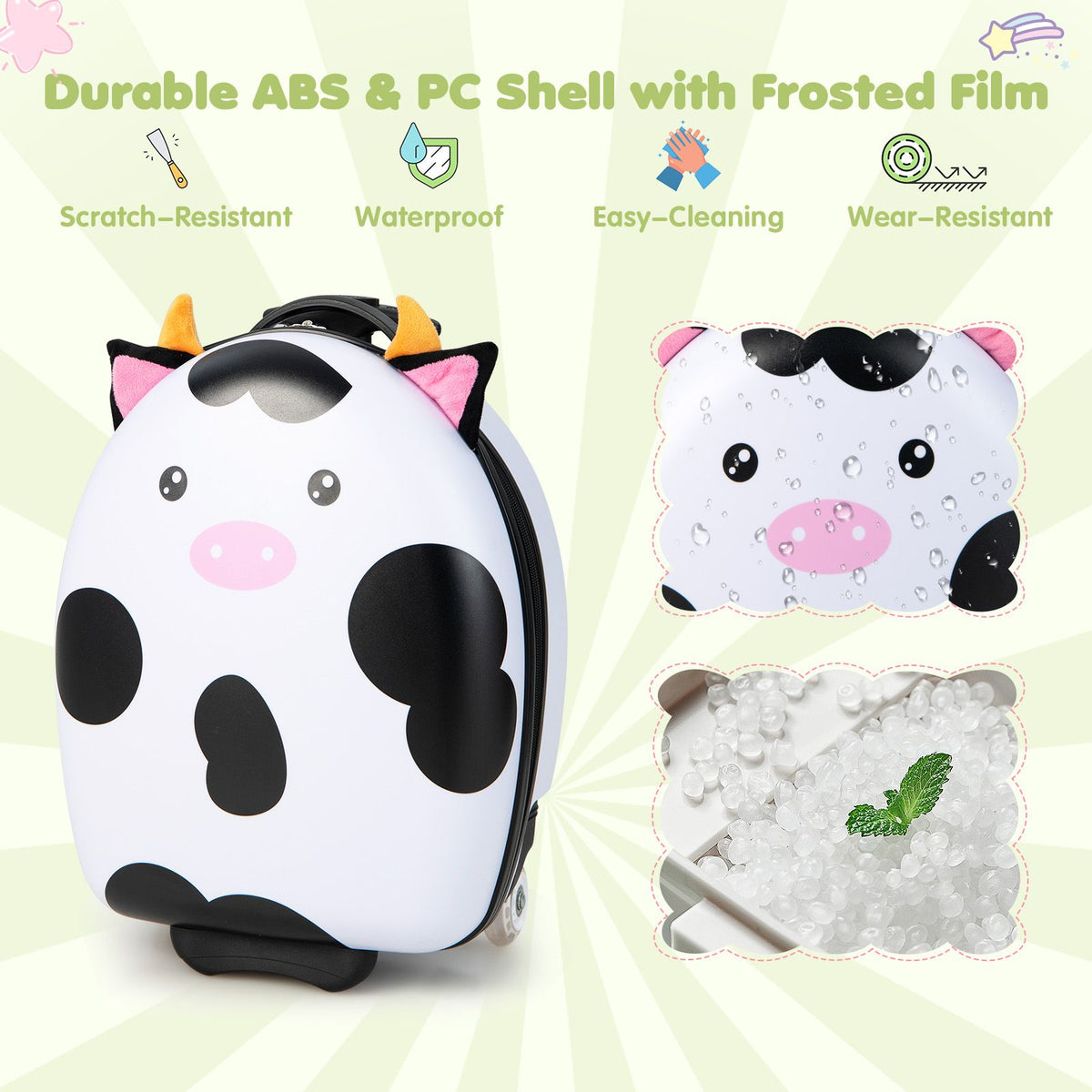 Kids Luggage with Light-Up Wheels and Telescopic Handle
