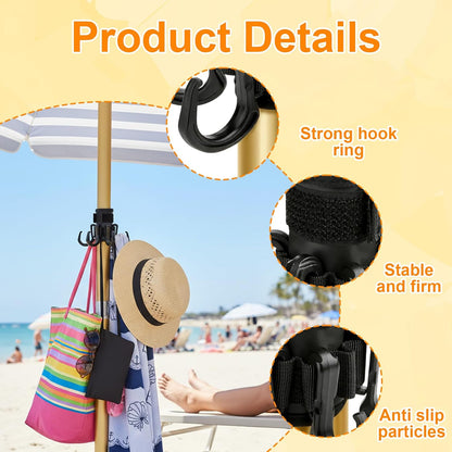 Holiday Accessories, Beach Accessories, Parasol Hooks for Holiday, Six Hook Hanger for Umbrella and Parasol, Portable Bag Hooks and Wrap Maker, Compact 13.5 by 9.5 Cm Design