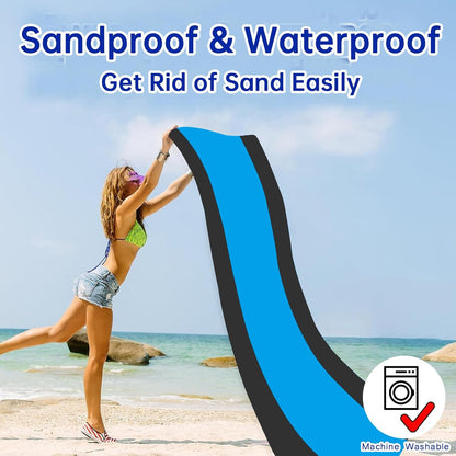 Beach Blanket Beach Mat, 280X300Cm Picnic Blanket Extra Large, Sandless Waterproof Beach Mats with 4 Stakes for 7-10 Adults,Sand Free Beach Accessories,Camping,Outdoor Essentials