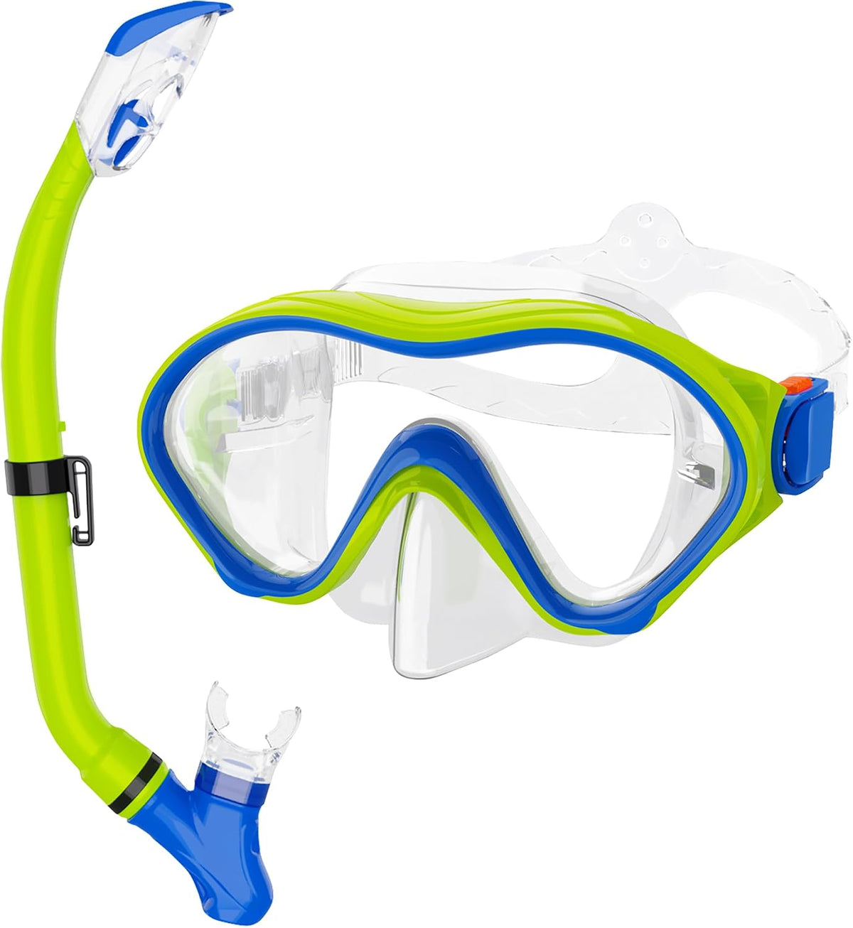 Snorkeling Gear for Kids with Foldable Silicone Full Dry Snorkel, Kids Snorkel Set anti Leak Youth Junior Snorkeling Package Diving Mask Soft Tube with Mesh Bag Swimming Goggles