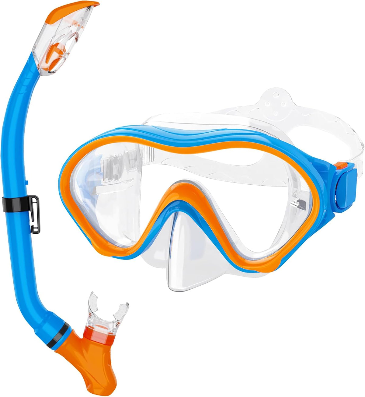 Snorkeling Gear for Kids with Foldable Silicone Full Dry Snorkel, Kids Snorkel Set anti Leak Youth Junior Snorkeling Package Diving Mask Soft Tube with Mesh Bag Swimming Goggles