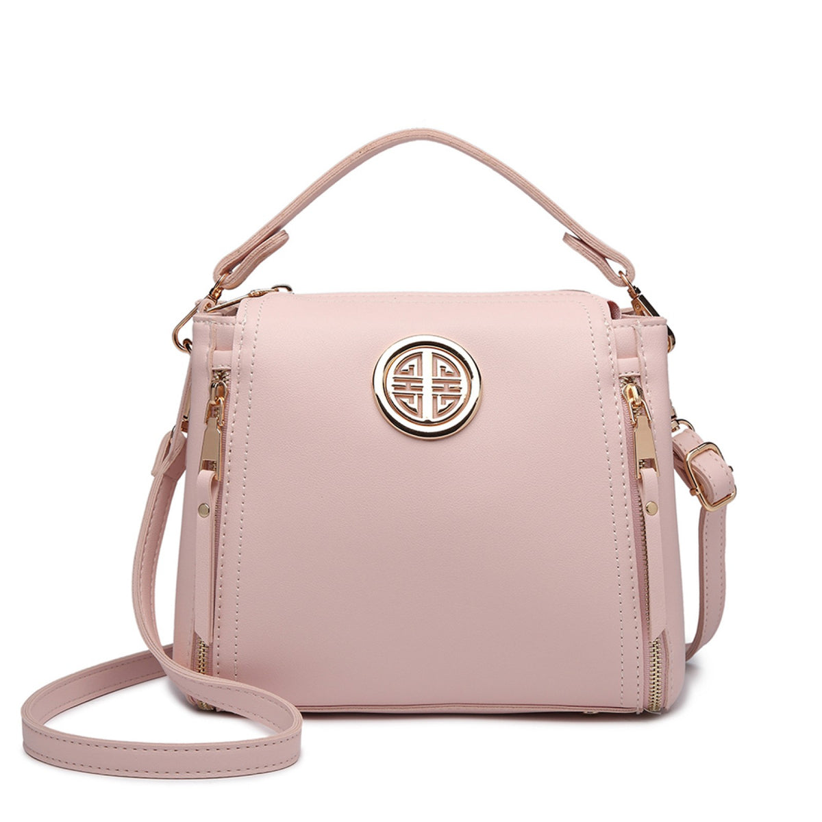 Miss Lulu Leather Look Dual Zipped Handbag