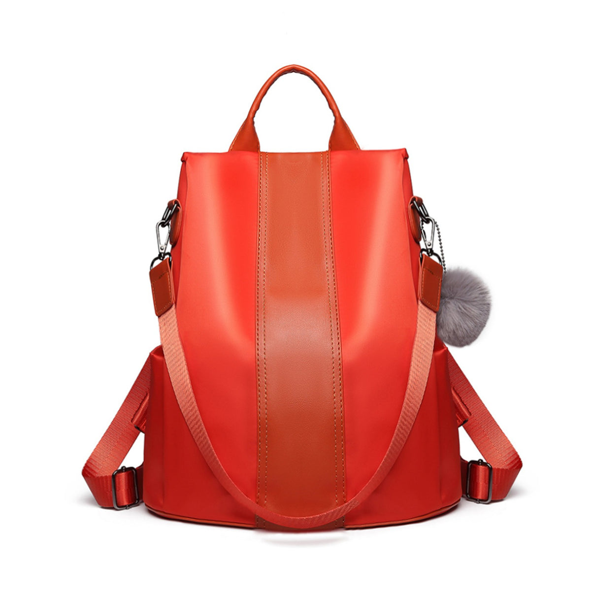Miss Lulu Two Way Backpack Shoulder Bag with Pom Pom Pendant