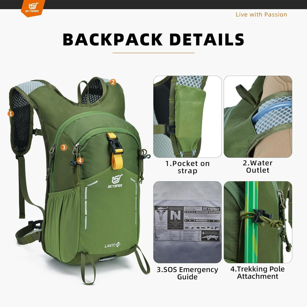Small Hiking Backpack - 25L Travel Rucksack Lightweight Daypack