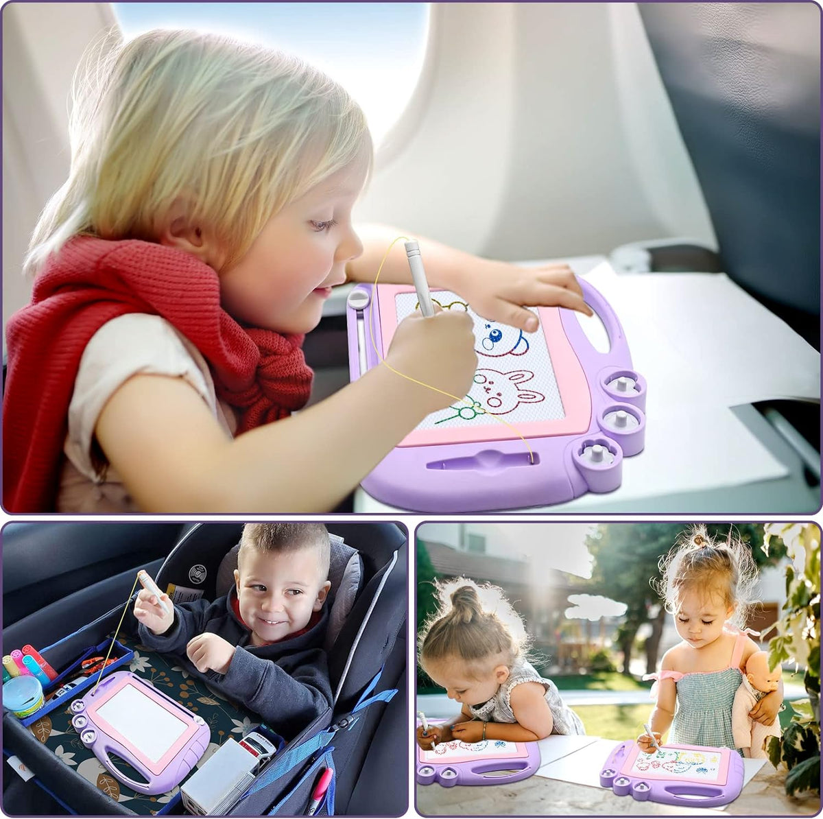 Magnetic Drawing Board Travel Size, Erasable Doodle Sketching Writing Board Pad Travel Games for Kids in Car, Early Education Learning Skill Development Toys for Girls Age 3 4 5 Year Old