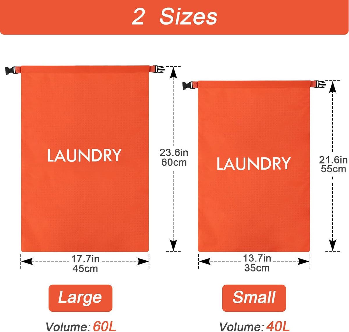 2 Pack Travel Laundry Bag, Nylon Washing Bags for Laundry, Camping