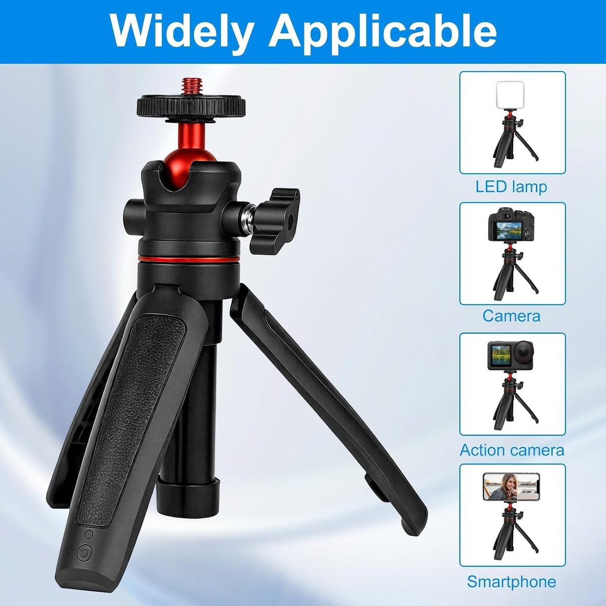 Mini Camera Tripod Selfie Stick Travel Tripod Compact Phone Holder, Black