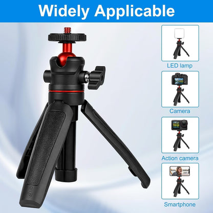 Mini Camera Tripod Selfie Stick Travel Tripod Compact Phone Holder, Black
