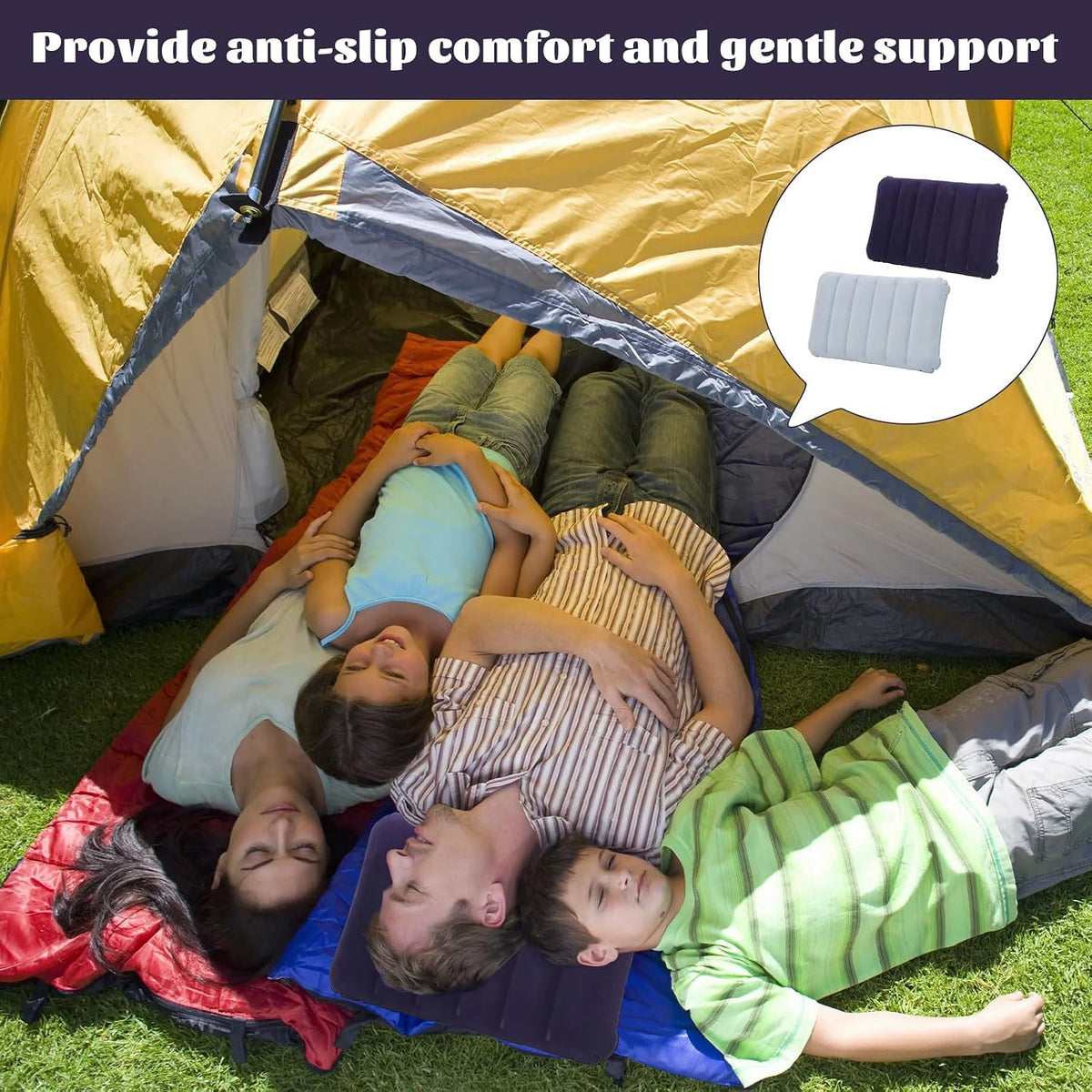 2 PCS Inflatable Camping Pillow,Ultralight Compact Blow up Pillow,Soft Flocked Blow up Pillow,Waterproof Portable for Beach Travel Sunbathing Camping Sleeping Outdoor (Purple, Grey)