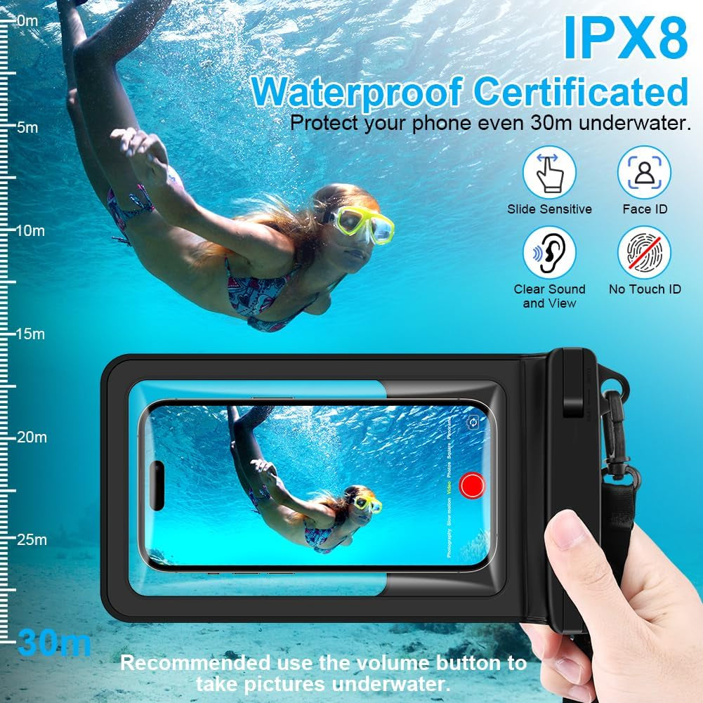 Waterproof Phone Pouch, 2 Pack Large Phone Waterproof Phone Case