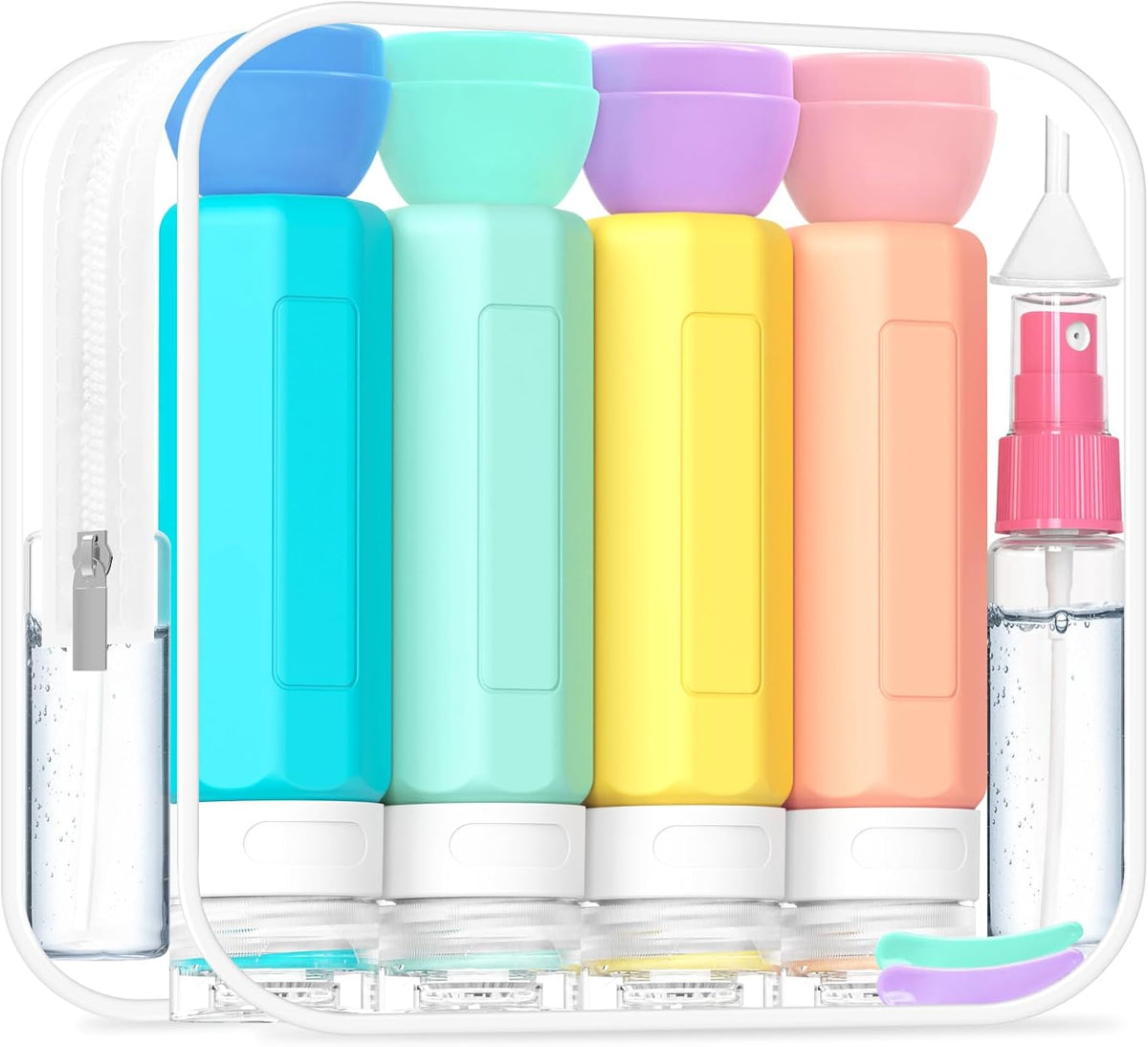 17PCS Travel Bottles for Toiletries, Colorful, 100Ml