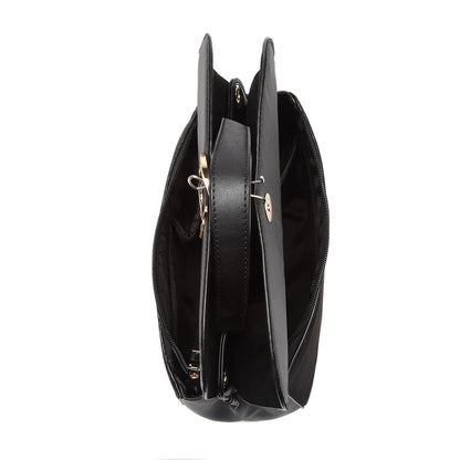 Kono Miss Lulu Stylish Ladies Leather Handbag Shoulder Bag Black