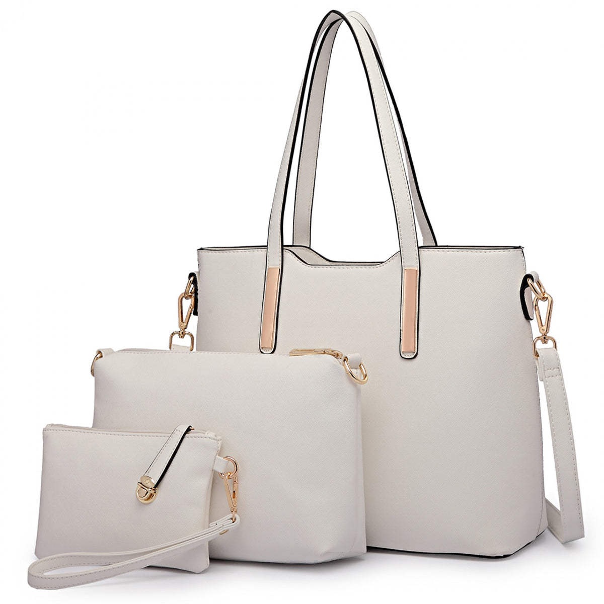 Miss Lulu Three Piece Tote Shoulder Bag And Clutch