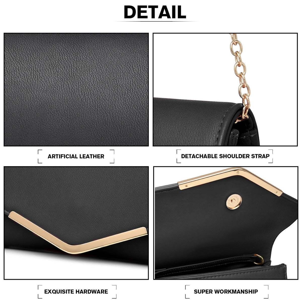 Miss Lulu Vegan Envelope Clutch Bag