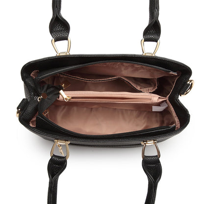 Miss Lulu Leather Look Weave Effect Shoulder Bag