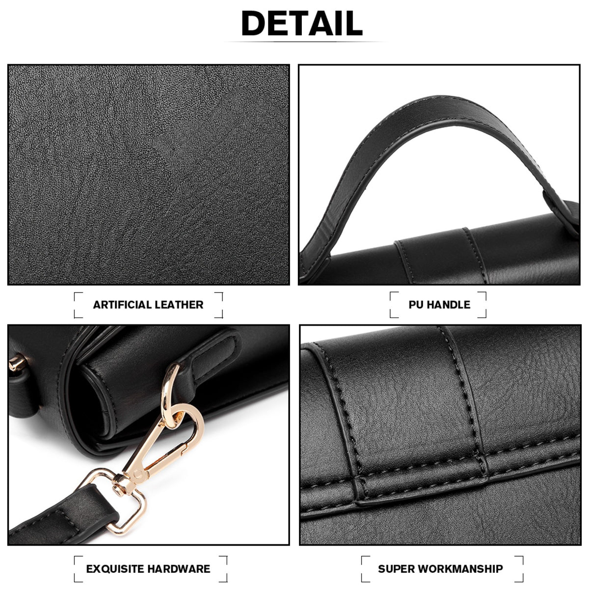 Miss Lulu Leather Look Midi Handbag