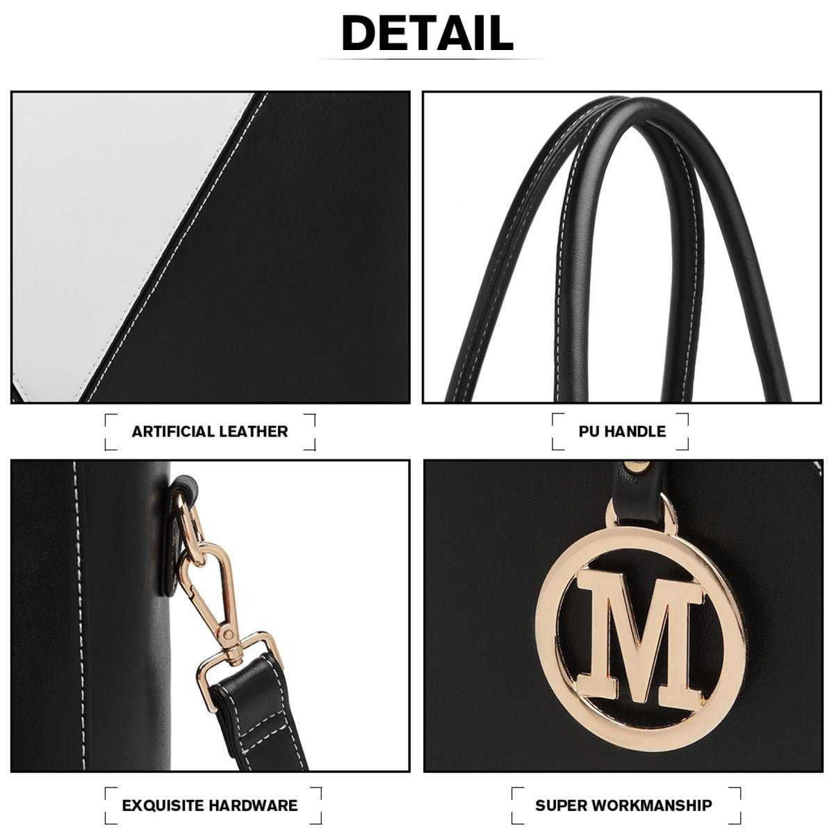 Miss Lulu Leather Look V-Shape Shoulder Handbag