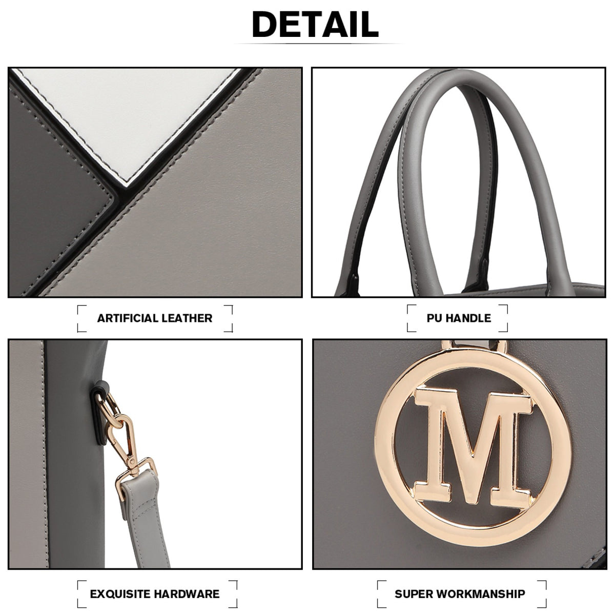 Miss Lulu Leather Look Geometric Ombre Handbag
