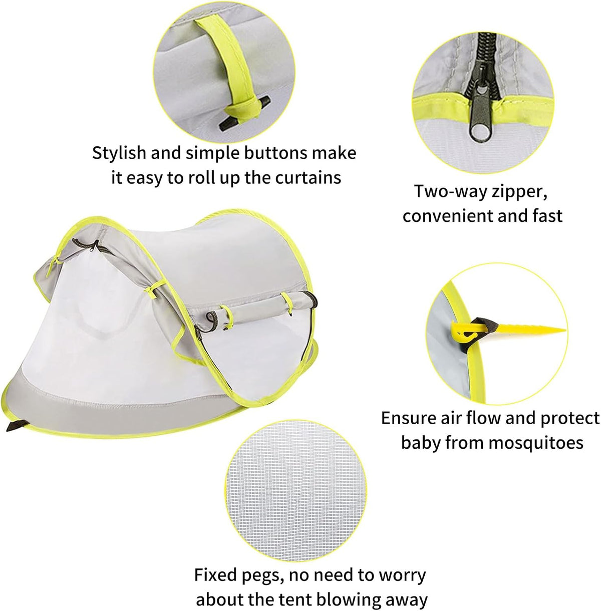 Pop up Baby Beach Tent UPF 50+, Toddler Sun UV Protection Shade, Breathable Umbrella with Tent Pegs, Lightweight Portable Shelter Umbrella for Family Outdoor Traveling, Hiking, Camping, Fishing,Picnic