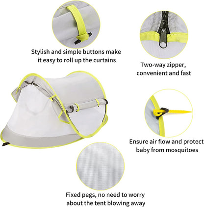 Pop up Baby Beach Tent UPF 50+, Toddler Sun UV Protection Shade, Breathable Umbrella with Tent Pegs, Lightweight Portable Shelter Umbrella for Family Outdoor Traveling, Hiking, Camping, Fishing,Picnic
