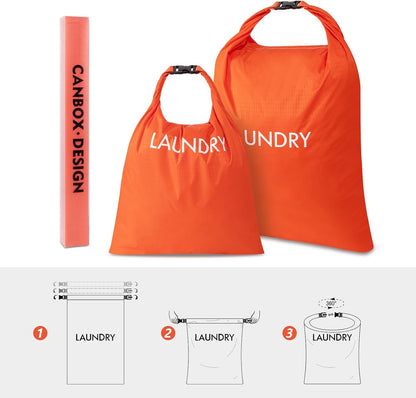 2 Pack Travel Laundry Bag, Nylon Washing Bags for Laundry, Camping