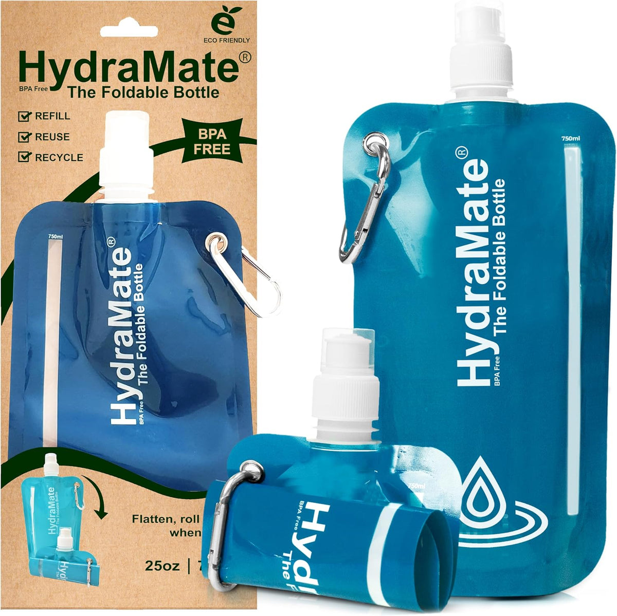 Collapsible Water Bottle - Foldable Water Bottle - 750Ml Blue
