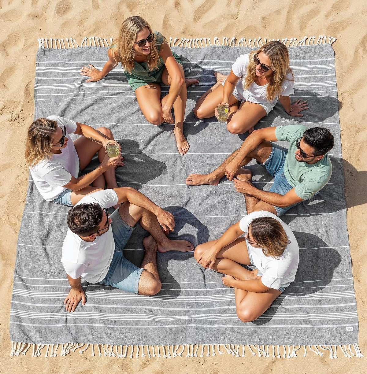 Extra Large Turkish Cotton Beach Towel Blanket – Jumbo Sand-Free Quick Dry Travel Blanket – Oversized 208X208 Cm Towel for Camping, Beach & Picnic - Regal Orchid