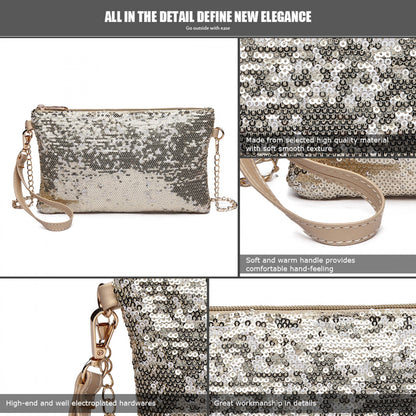 Kono Miss Lulu Sequins Clutch Evening Bag Light