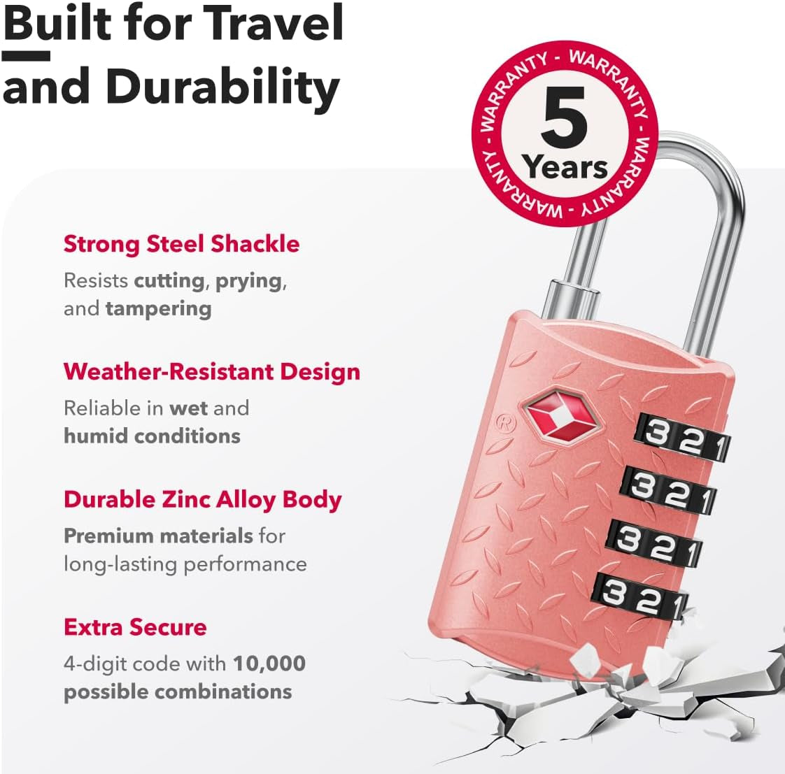 TSA Padlock for Suitcases, TSA Approved Luggage Locks for Travel