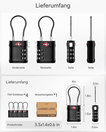 Suitcase Locks, Luggage Locks, TSA Approved Luggage Locks,Charcoal,2