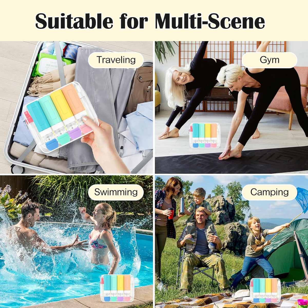 17PCS Travel Bottles for Toiletries, Colorful, 100Ml