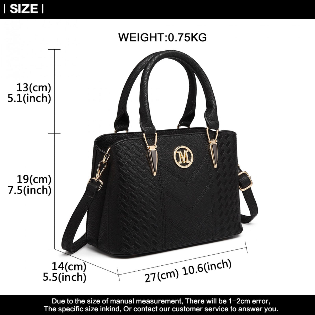 Miss Lulu Leather Look Weave Effect Shoulder Bag